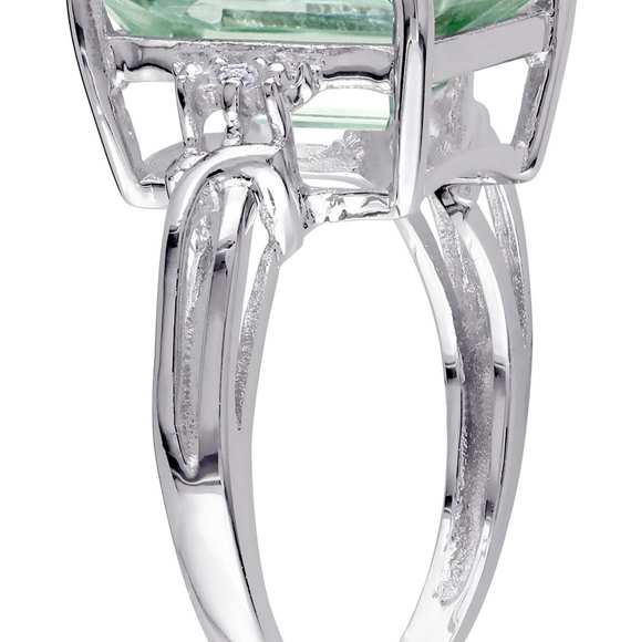 Sterling silver 3.52ctw. Green Amethyst & white Topaz ring.*Sells for $100. - Picture 7 of 8